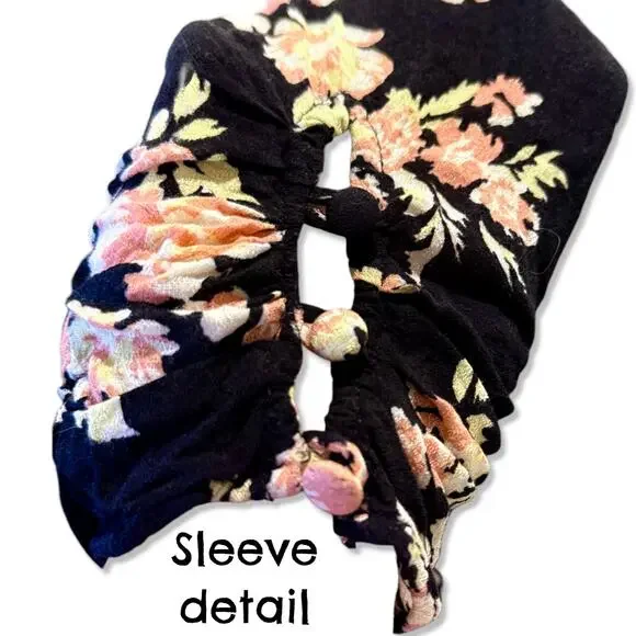 Free People Hilary Milkmaid Open Back Top Y2K Whimsigoth Coquette Black Floral L - Picture 9 of 11